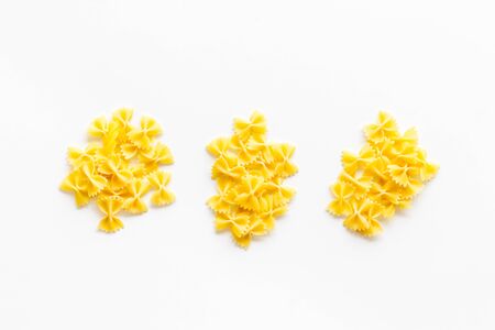 Italian pasta for restaurant on white table background top viewの写真素材