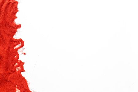 Blog or presentation frame with red sand texture on white background top view mock upの写真素材