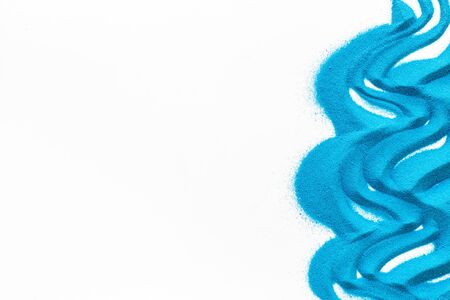 Blog or presentation frame with blue sand texture on white background top view mock upの写真素材
