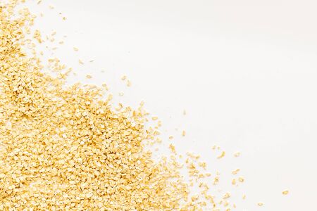 Oatmeals background on white table top view frame copy spaceの写真素材