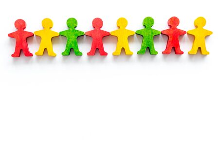 Team work, teambuilding concept. People silhouettes on white background top-downの写真素材