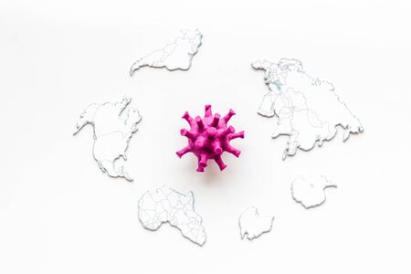 Corona virus Covid-19 - epidemic concept with world map - on white background top-downの写真素材