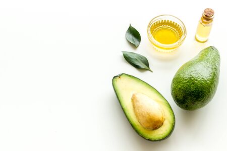 Avocado oil - for hair and nails care - on white background.の写真素材