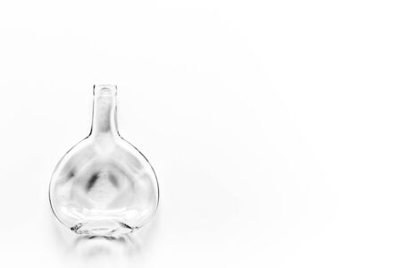 Empty bottle on white background top view copy spaceの写真素材
