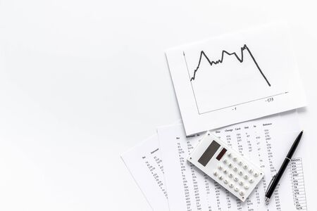 Financail crisis - business grahp, markets crash - on white background top-down.