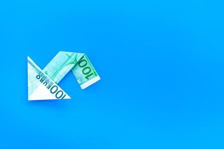 Isolated euro chart on blue background. Currency trading conceptの写真素材