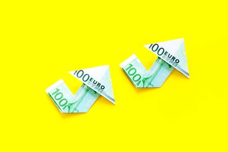 Isolated euro chart on yellow background. Currency trading conceptの写真素材