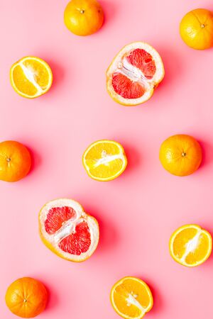 Grapefruit and orange pattern top view.の写真素材