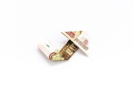 Isolated ruble chart on white background. Currency trading concept