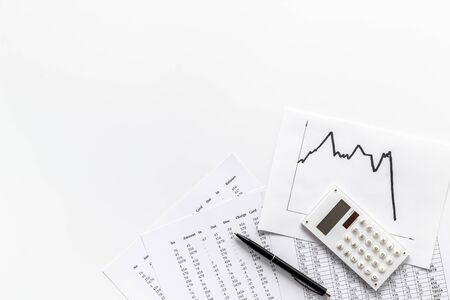 Financail crisis - business graph, markets crash - on white background top-down copy spaceの写真素材