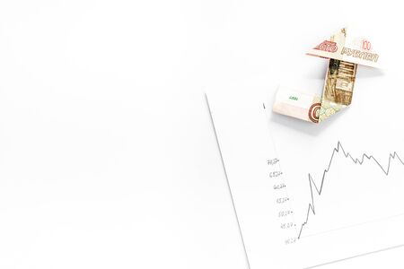Arrow of russian ruble chart - currency trading concept.の写真素材