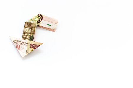 Arrow of russian ruble chart - currency trading concept.の写真素材