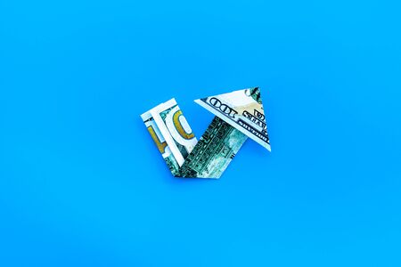 Dollar chart on blue background. Currency trading conceptの写真素材