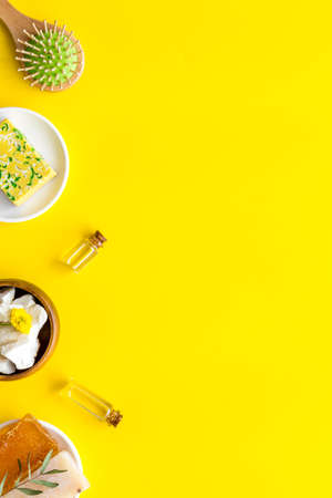 Natural hair and facial cosmetic for care with cacao butter and herbal oilの写真素材