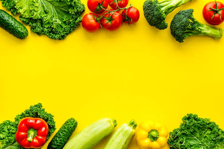 Frame of organic vegetables - farming and healthy food, top viewの写真素材