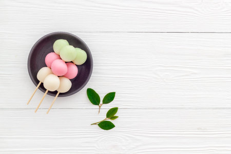 Japanese traditional sweets - dumpling rice cake, top view
