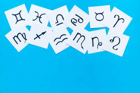 Twelve astrology signs top view. Horoscope astrology conceptの写真素材