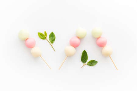 Japanese traditional sweets - dumpling rice cake, top viewの写真素材