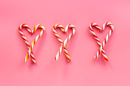 Merry Christmas candy can pattern from above. Flat lay.の写真素材