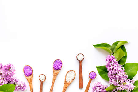 Set of bath salt - asian spa massage concept, top viewの写真素材