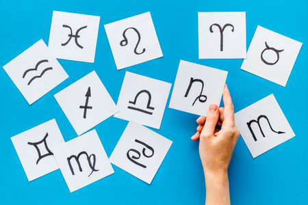 Astrology horoscopes concept. Zodiac signs top viewの写真素材