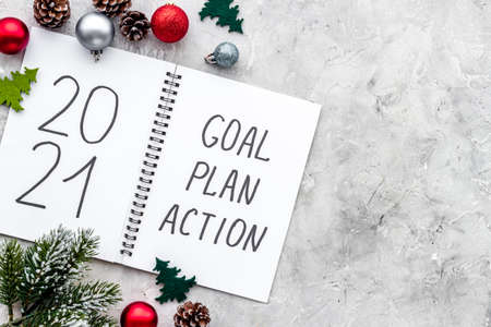 Planning concept for New Year and Christmas. Top view