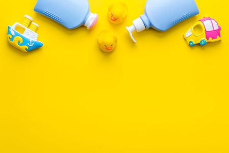 Daily newborn care products for skin and bathingの写真素材