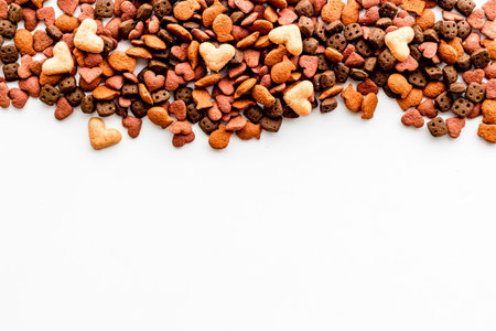 Cat pet food background. Top, overhead view