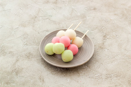 Japanese traditional dessert - three colored dumplings cakesの写真素材