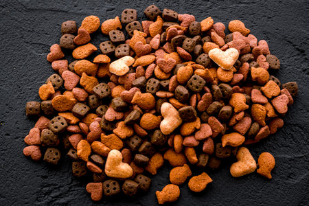 Cat dry food - pet background. Close up