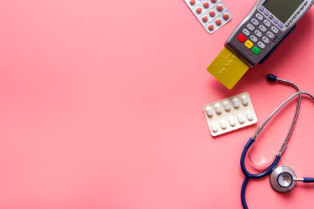 Payment for hospital and medical services by POS terminalの写真素材
