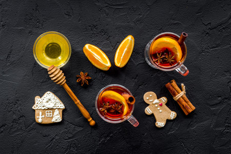 Christmas mulled wine with spices and oranges
