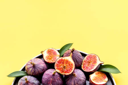 Fresh ripe figs. Mediterranean fruit, top viewの写真素材
