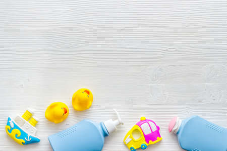 Daily newborn care products for skin and bathingの写真素材