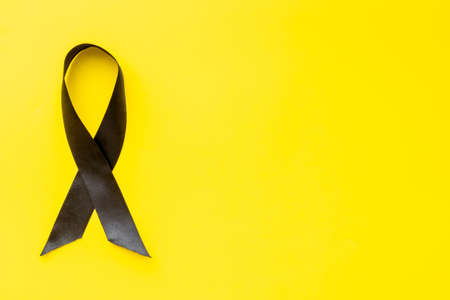 Melanoma awareness black ribbon. Mourning conceptの写真素材
