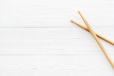 Top view of drum sticks with space for text. Music backgroundの写真素材