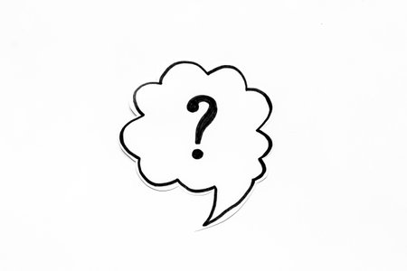 Question mark on table - solution concept. Top viewの写真素材