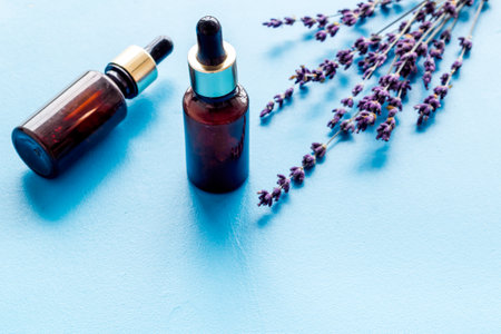 Lavender oil and serum - cosmetic spa pharmacy productsの写真素材