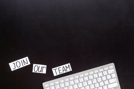 Join our team online recruting concept. Words Join our team on the keyboardの写真素材