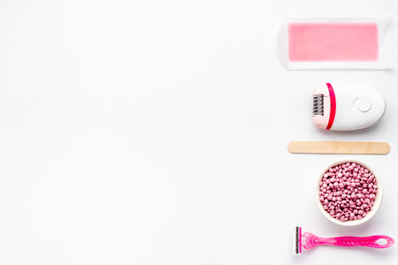 Set for epilation - epilator with cosmetic spa treatments. Depilatory concept.