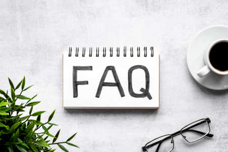 FAQ - fequently asked question - on table ofiice table. Top viewの写真素材