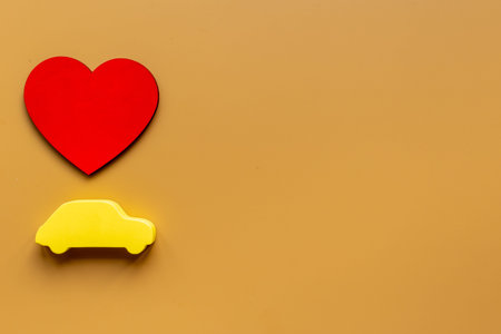Valentines day celebration with car and heart shapes