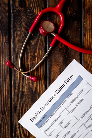 Health insuranse claim form, top view. Medical care concept.の写真素材