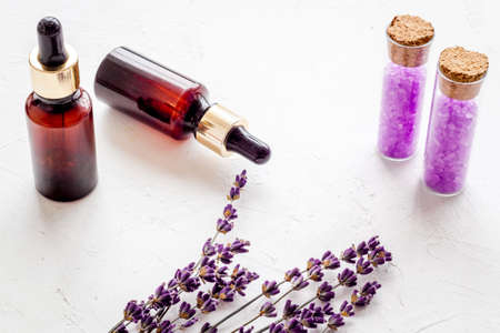 Set of organic spa cosmetics with lavender herbsの写真素材