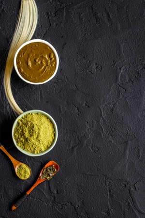 Henna powder and henna paste for herbal natural hair dyeの写真素材