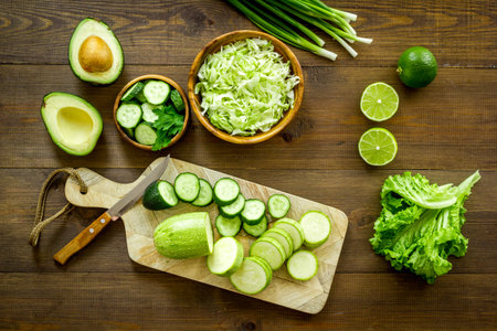 Fresh green vegetables - ready to eat. Top view
