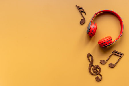 Headphones with musical notes. Listen to the music concept