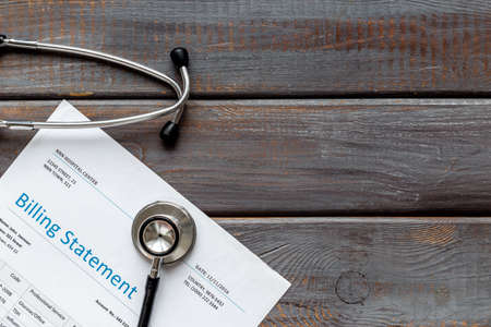 Medical Billing Statement form with stethoscope. Medical care concept.の写真素材