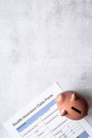 Medical care concept. Health insuranse claim form, top viewの写真素材