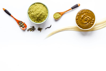 Henna powder with curl hair for natural color dyeingの写真素材